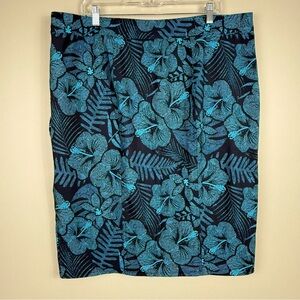 Rip Skirt Maui Moonlight Floral Wrap Skirt Womens XXL Blue Black Hawaii Beach